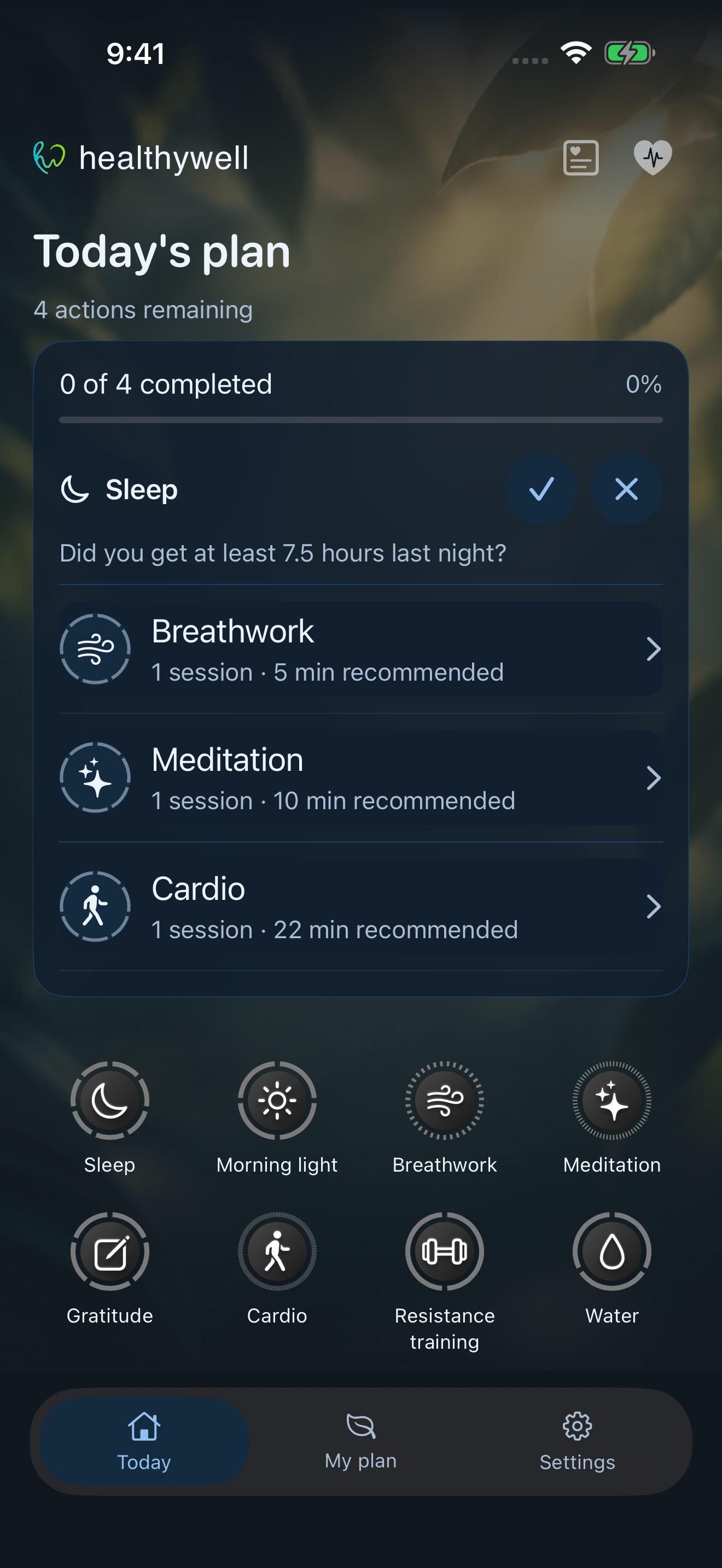 Your daily routine and weekly progress