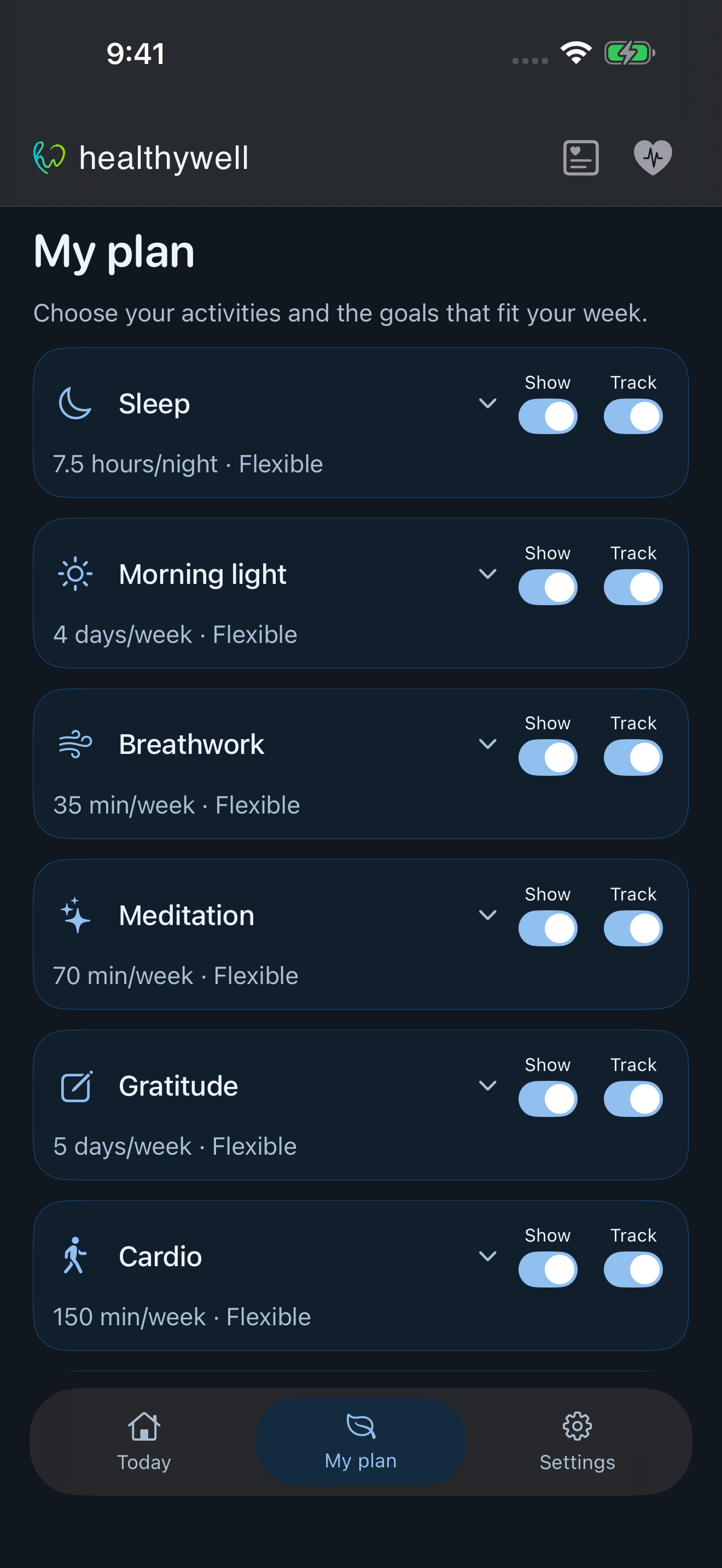 Choose activities and set your goals